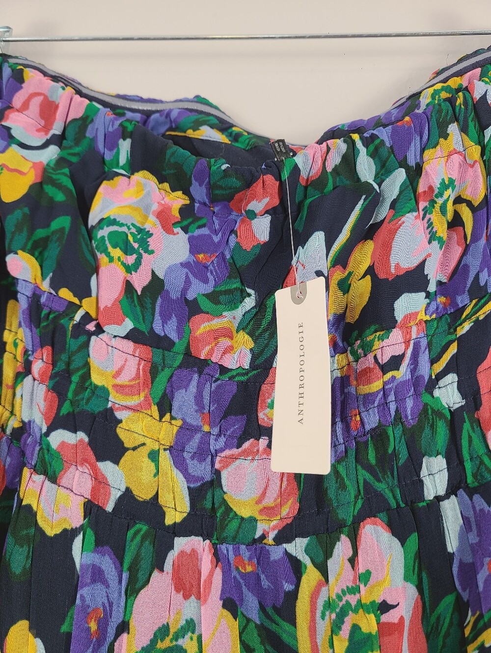Anthropologie The Strapless Floral Elastic Waist Somerset Maxi Dress Pockets XL - Picture 9 of 14